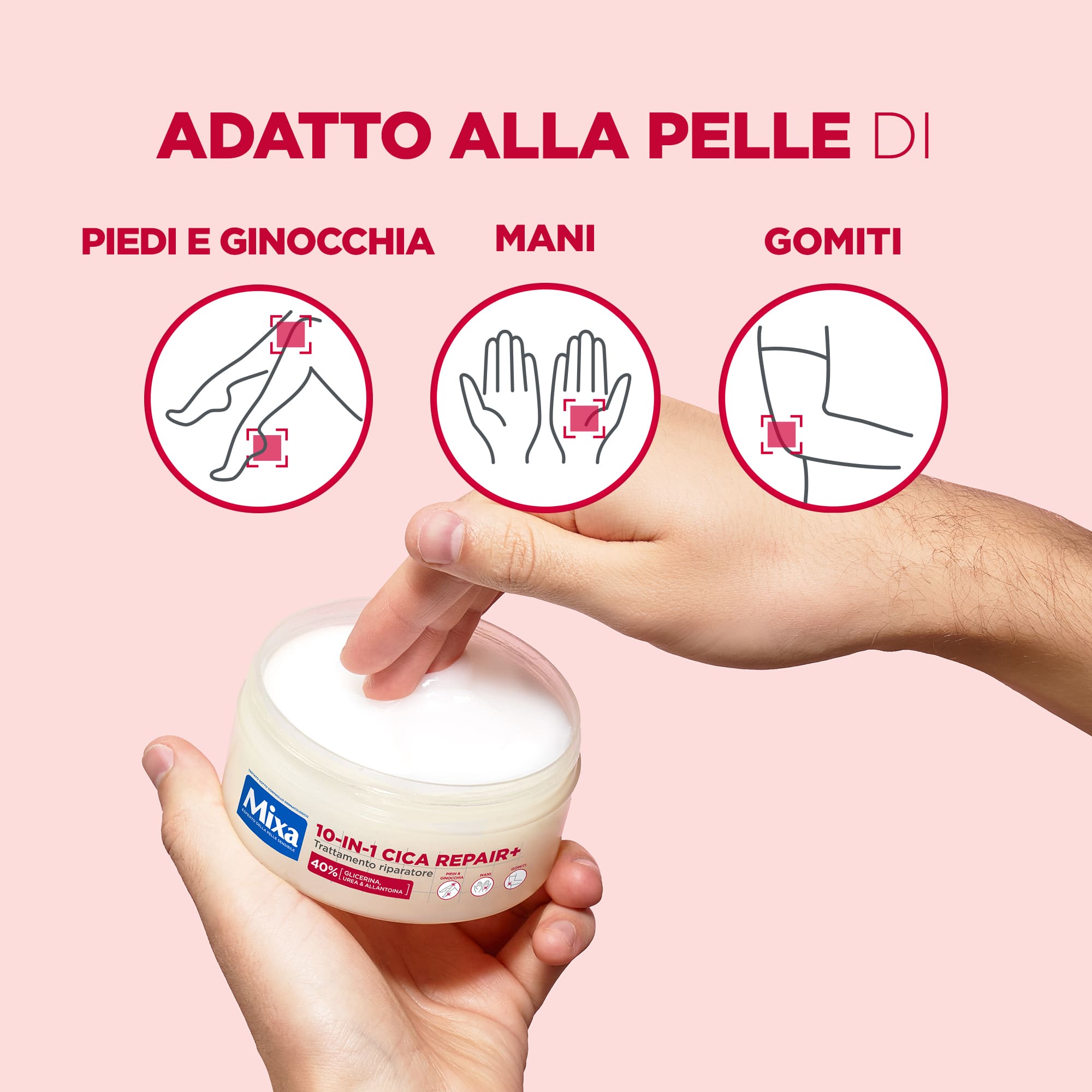 Trattamento Riparatore 10-in1 Circa Repair+ adatto alla pelle di piedi, ginocchia, mani e gomiti