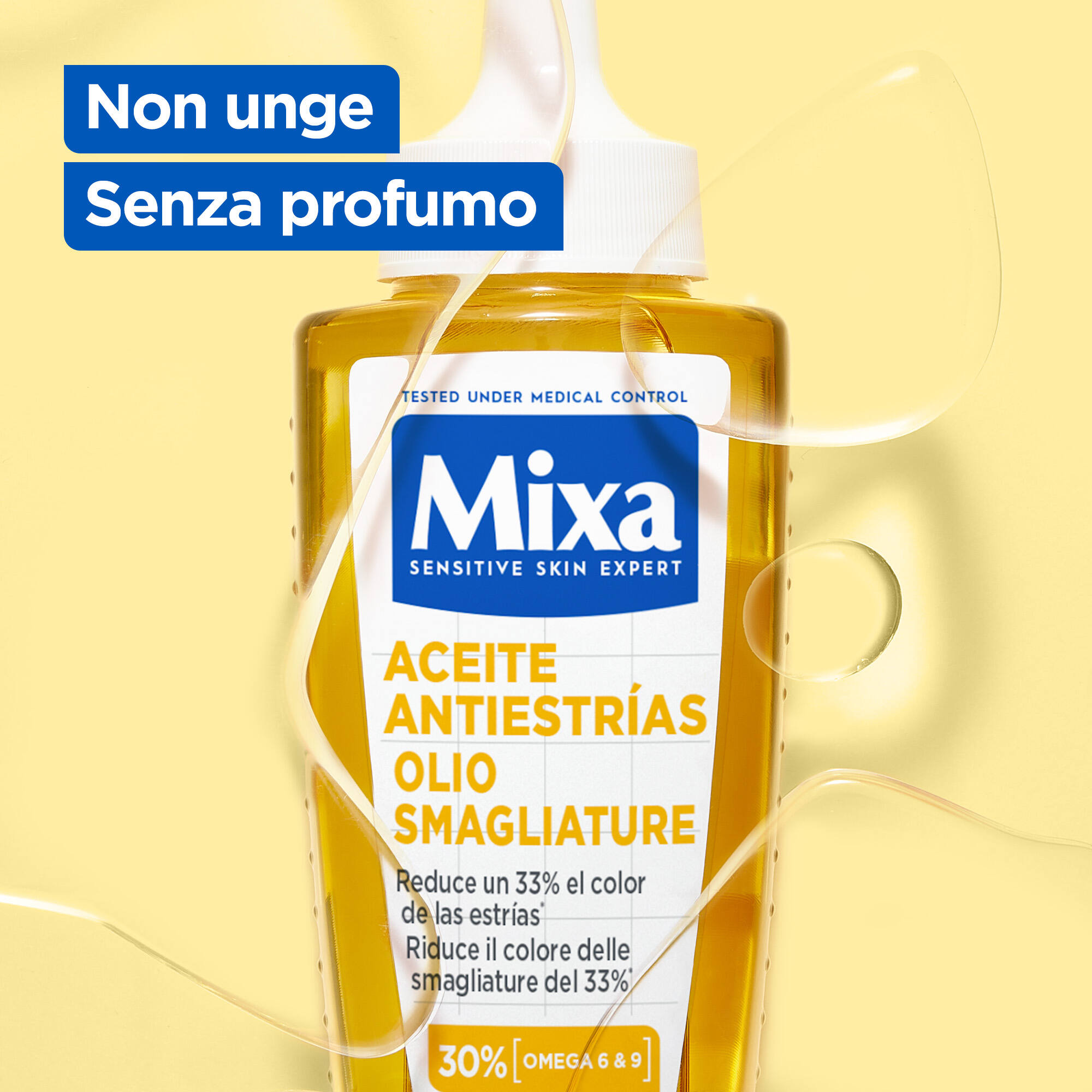 olio smagliature Mixa non unge, senza profumo