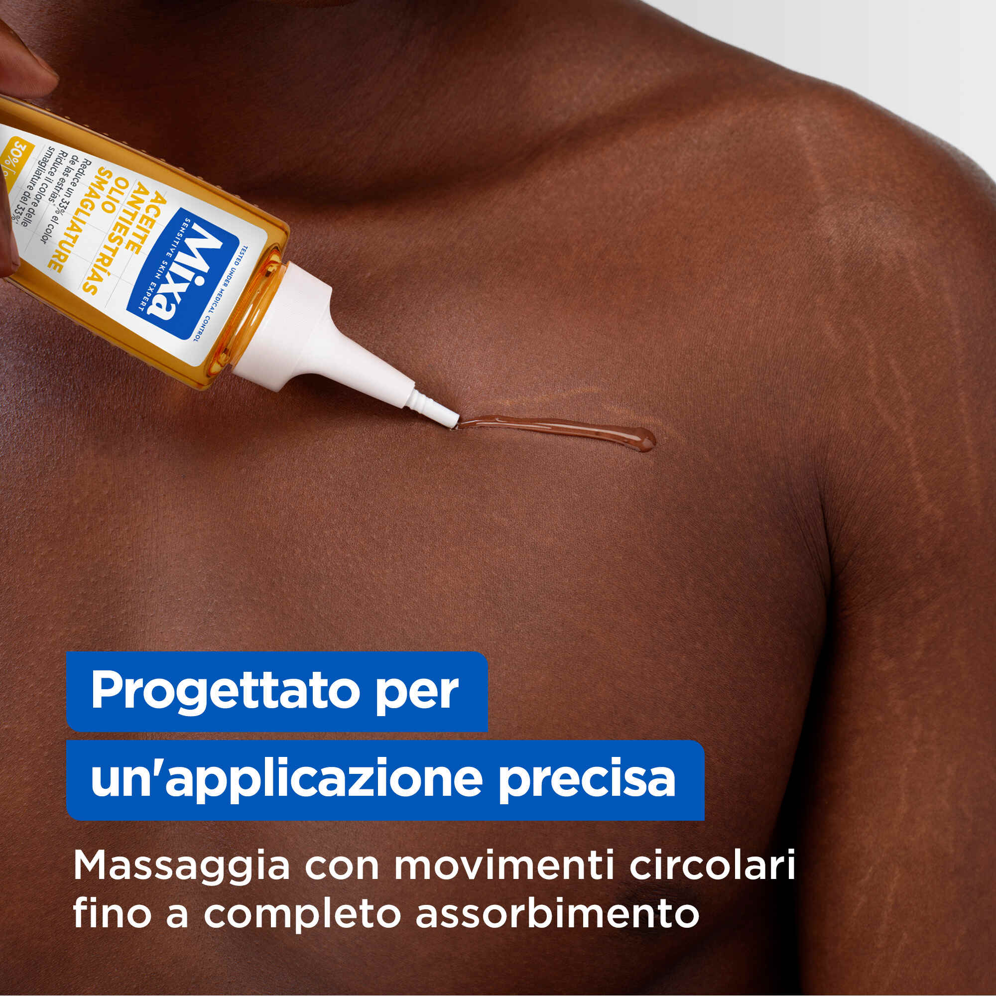 applicazione olio smagliature Mixa