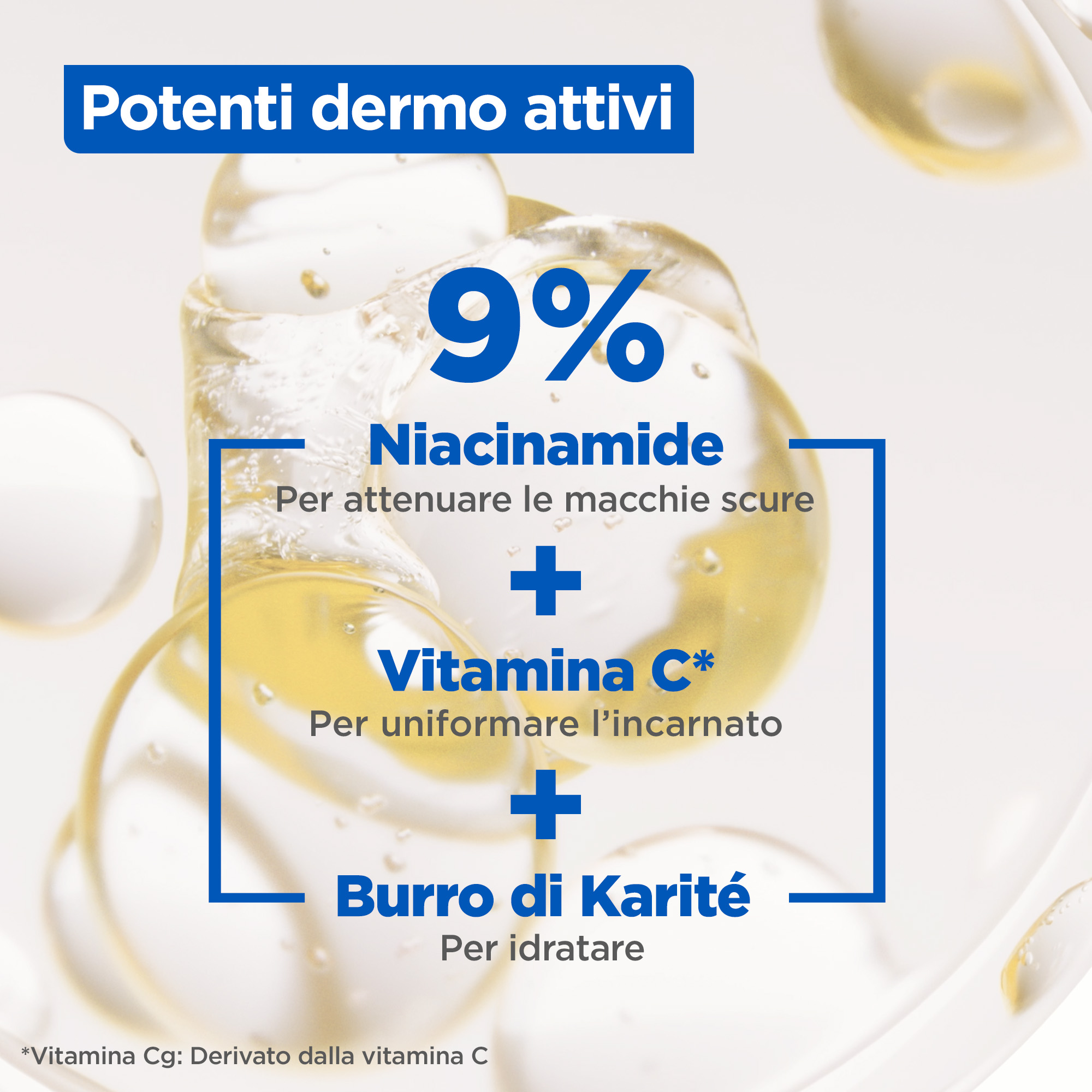 Immagine pubblicitaria ingredienti cosmetici.