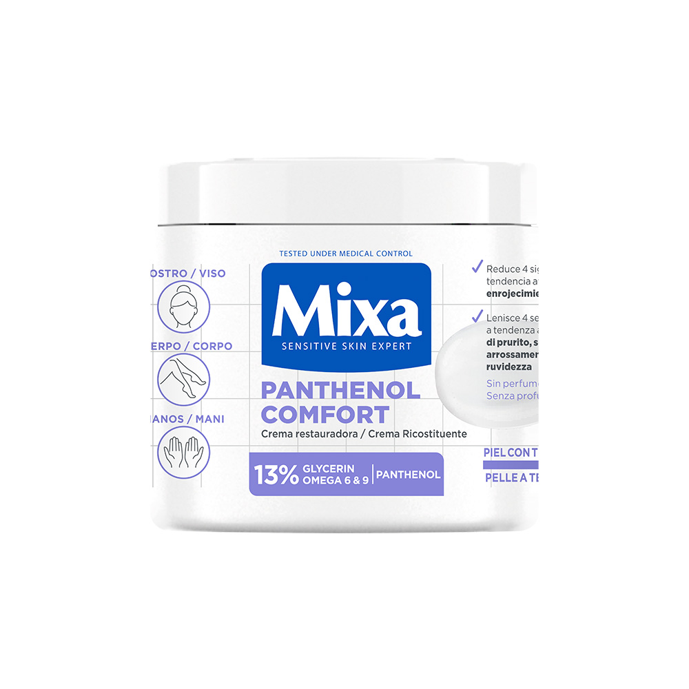 Immagine pubblicitaria crema Mixa Panthenol Comfort.